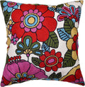 Floral Pillow Cover Handembroidered Wool 18x18 (Retro Floral Pillow Cover)
