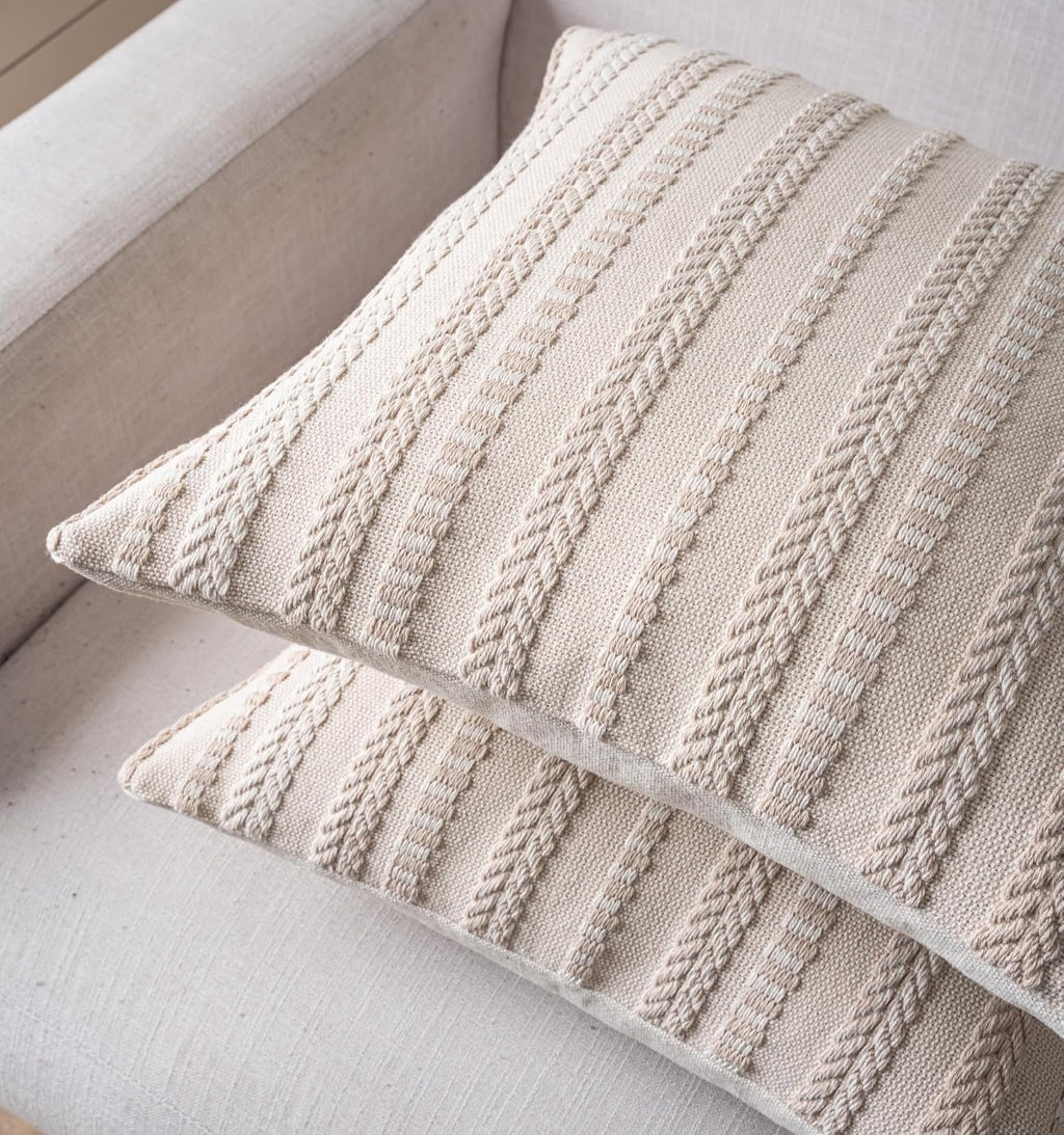 Boho Throw Pillow Covers 20x20 Inch Set of 2, Farmhouse Decorative Couch Pillow Cases, Beige Accent Pillows of Bed, Sofa Bedroom Living Room Home Decor Cushion Cover