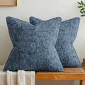 a moment Blue Reversible Pillow Covers 2 Pack - Farmhouse Chenille Throw Pillows, Neutral Textured Decorative Throw Pillow Covers with Border for Couch Sofa Bed (18x18 Inch, No Insert)