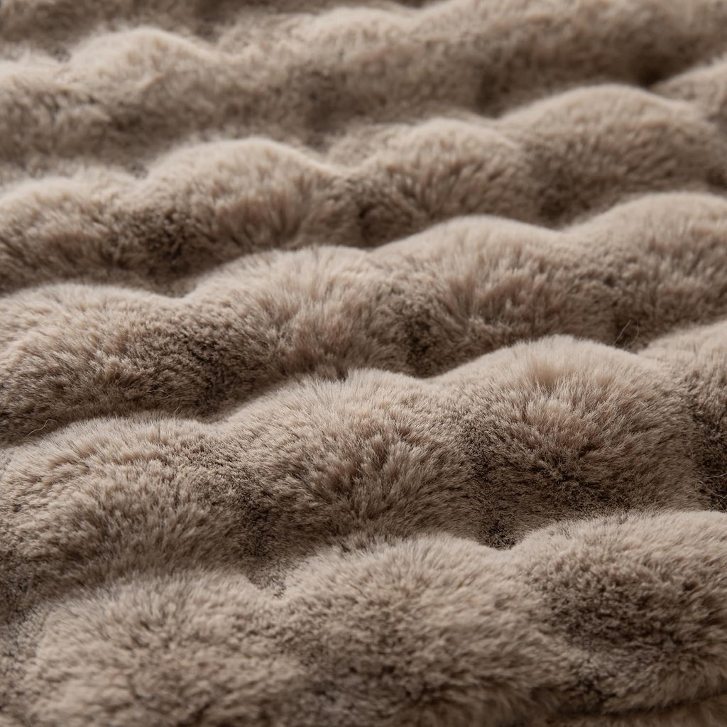 Pack of 2 Thick Plush Throw Pillow Covers Fluffy Wave Faux Fur Decorative Cushion Covers Soft Wool Pillowcase for Sofa Couch Livingroom 12x20 Inch Taupe