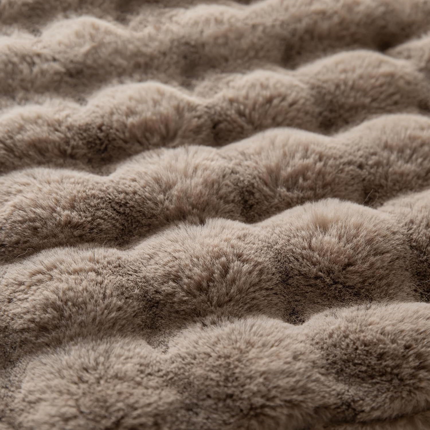 Pack of 2 Thick Plush Throw Pillow Covers Fluffy Wave Faux Fur Decorative Cushion Covers Soft Wool Pillowcase for Sofa Couch Livingroom 12x20 Inch Taupe