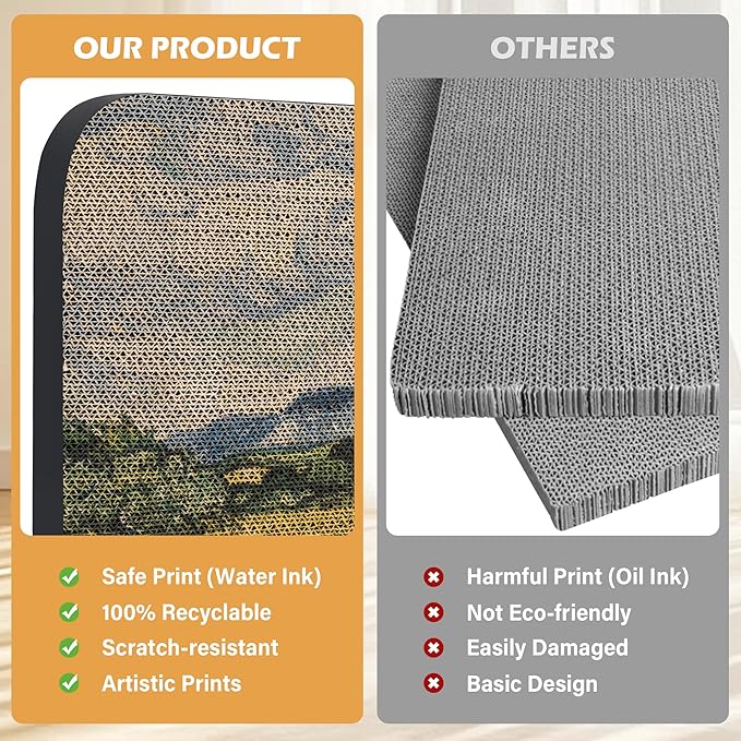 2 Packs Art Cat Wall-Mountable Scratching Board 16.7x11x1 Inch Cat Wall Scratch Pad and Scratcher for Indoor Cats Furniture Protector (Series2)