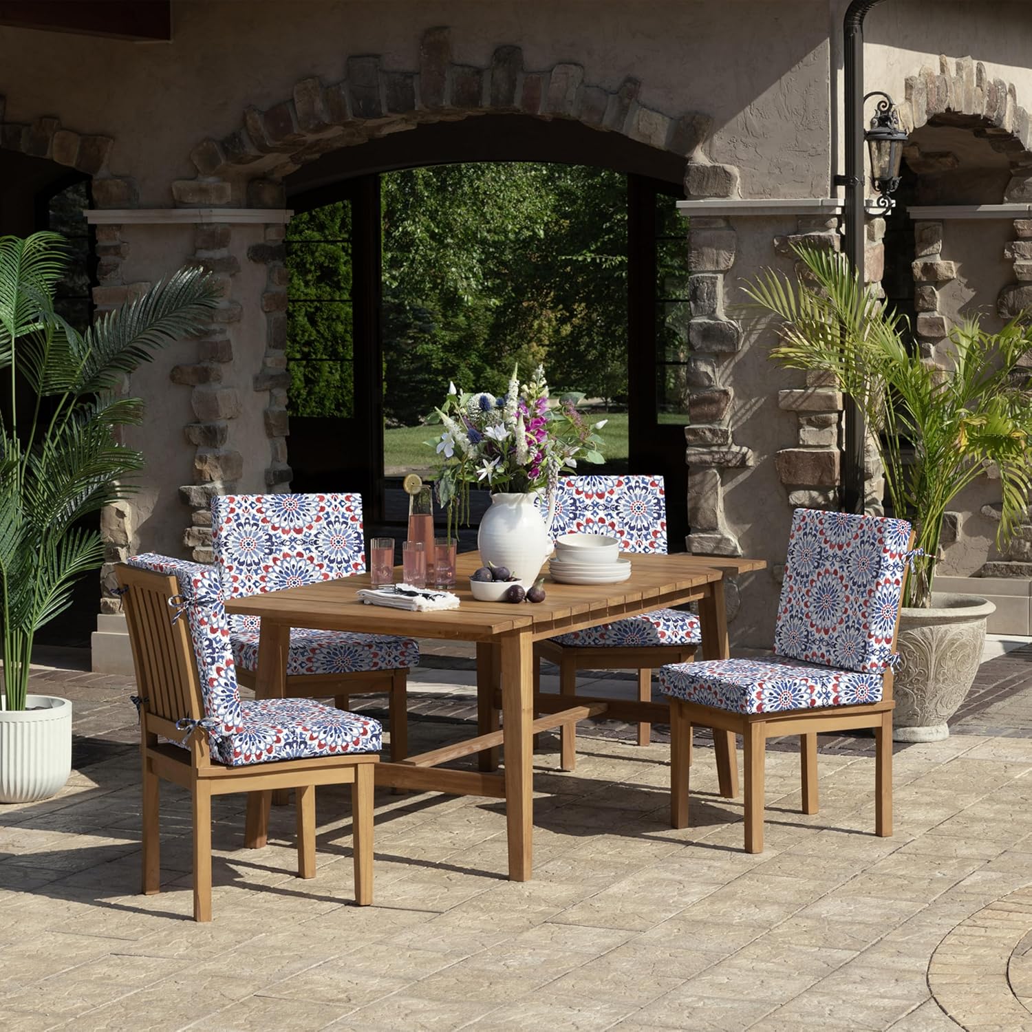 Arden Foam Outdoor Dining Chair Cushion, 20 x 20, Made with ProFoam, Rain-Proof, Fade Resistant, Clark Blue