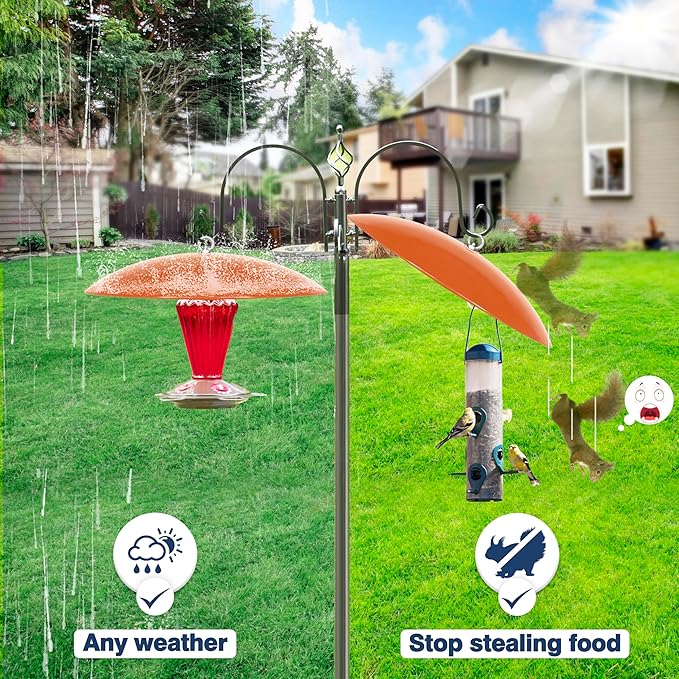 13" Hummingbird Feeder Shade Cover,Bird Feeders Dome Rain Cover,Squirrel Baffle for Shepherd's Hook Outdoors (Terracotta), 1 Pack