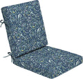 Arden Foam Outdoor Dining Chair Cushion, 20 x 20, Made with ProFoam, Rain-Proof, Fade Resistant, Sapphire Blue Ridge Paisley