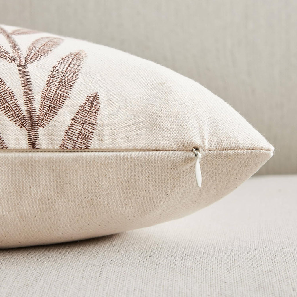 100% Cotton Farmhouse Leaves Throw Pillow Covers Set of 2, 16x16 Inch Chocolate Pastoral Decorative Print Cushion Covers for Sofa Bed Living Room Home Decor