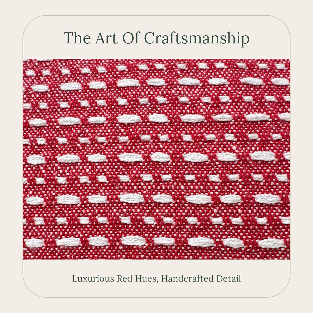 SanVia Sangria Premium Lumbar Cotton Throw Pillow Covers, 12 x 20 Inches, Luxury Holiday Themed Handwoven Couch Pillow Covers, Hidden Zipper, Elegant Home Décor, Insert Not Included