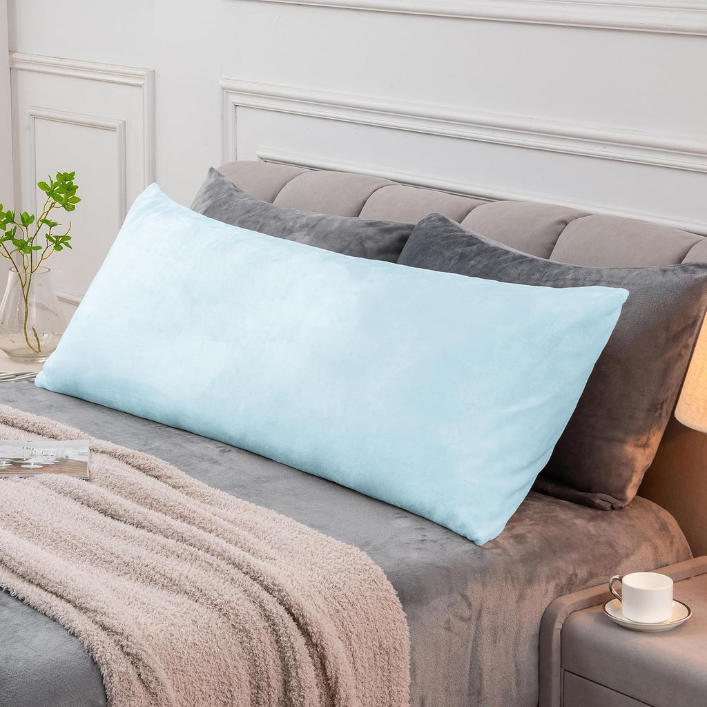 BEDELITE Body Pillow Cover with Zipper Closure, Super Soft and Cozy Fuzzy Fleece Pillowcase 20 x 54 Inches, Luxury Fluffy Plush Long Body Pillow Pillowcase for All Seasons(Blue)