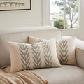 100% Cotton Farmhouse Leaves Lumbar Throw Pillow Covers Set of 2, 12x20 Inch Green Pastoral Decorative Print Cushion Covers for Sofa Bed Living Room Home Decor