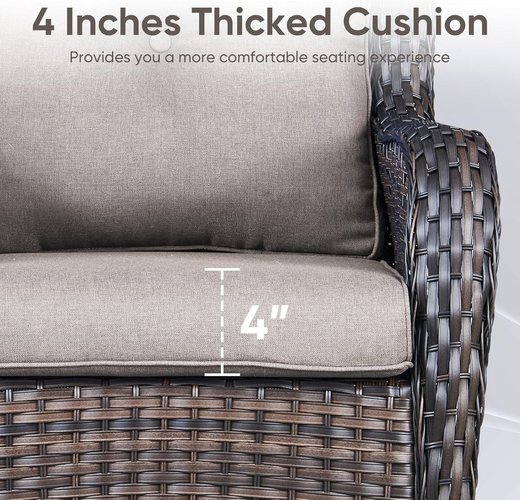 8-Piece Outdoor Patio Cushion Set - Fade & Water Resistant with Removable Olefin Cover, 22x24x4 Inch Memory Foam Cushions for Wicker Sectional Sofa – Grey/Buckle