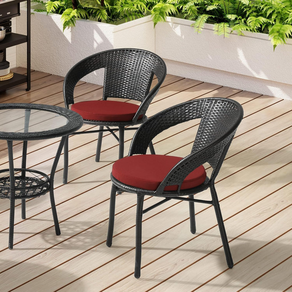 WestinTrends Solace Outdoor Patio Kitchen Dining Chair Round Seat Cushions Set of 4, 16 x 16, Red