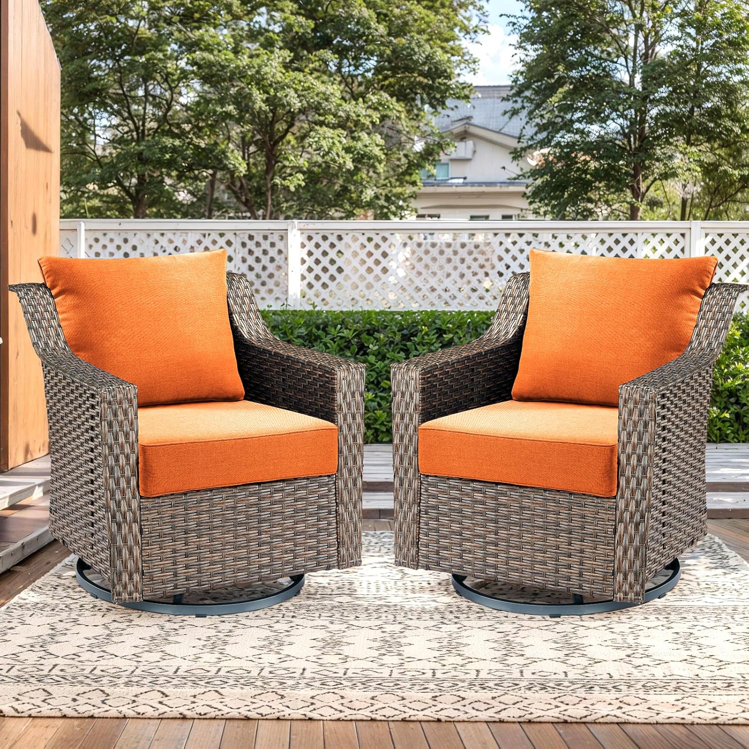 Luxury Outdoor Seat Cushion Set-24 x 24 x 6 Inch Outdoor Chair Cushions with Water Resistant & Removable Cover Outdoor Cushions for Patio Furniture Chair Sofa Couch