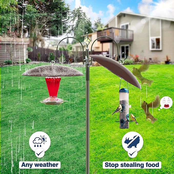 13" Bird Feeder Dome, Hummingbird Feeder Rain Guard, Bird Feeder Cover,Baffle for Bird Feeder Pole, (Brown),2 Pack