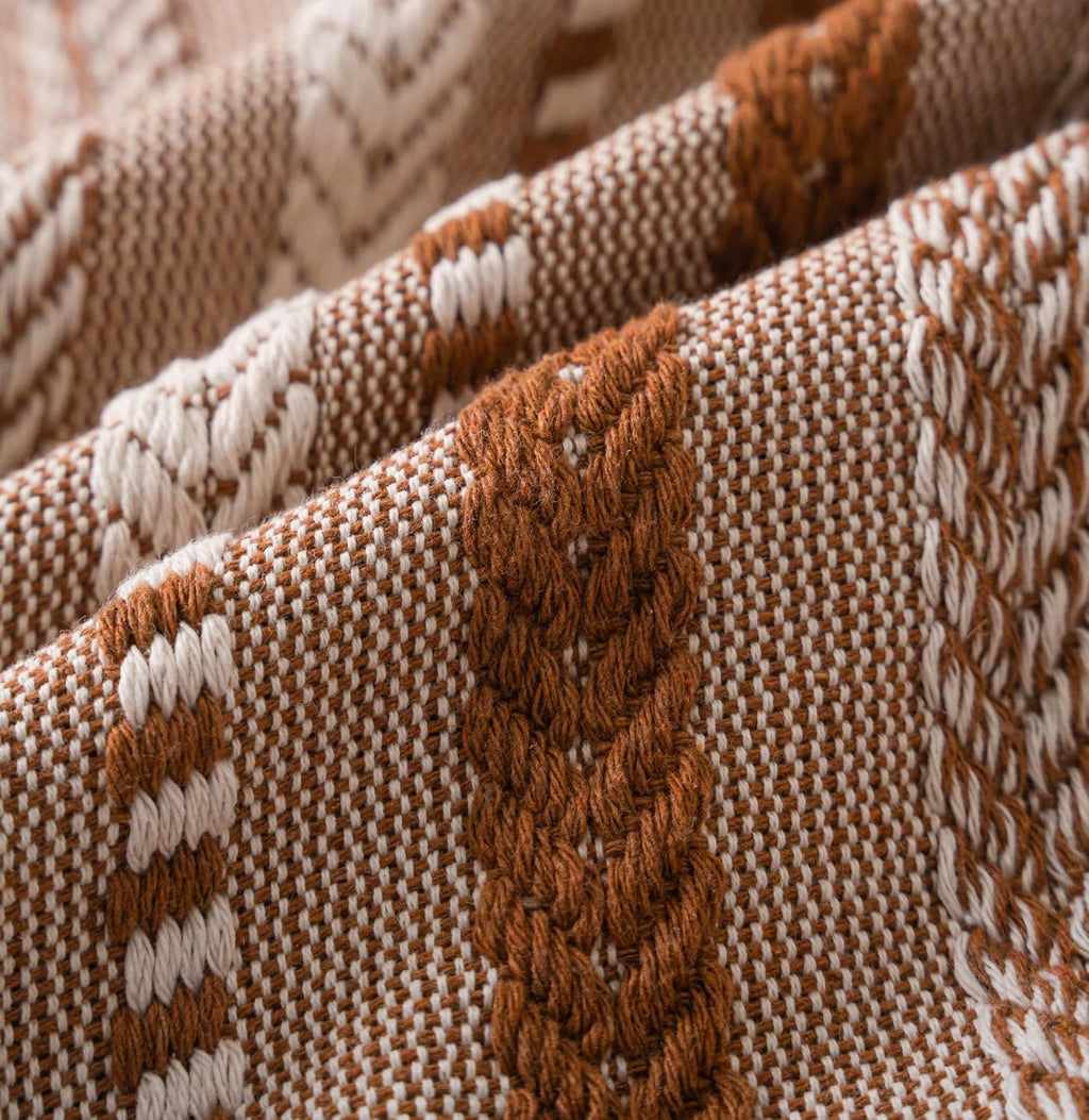 Boho Throw Pillow Covers 18x18 Inch Set of 2, Farmhouse Decorative Couch Pillow Cases, Brown Accent Pillows of Bed, Sofa Bedroom Living Room Home Decor Cushion Cover