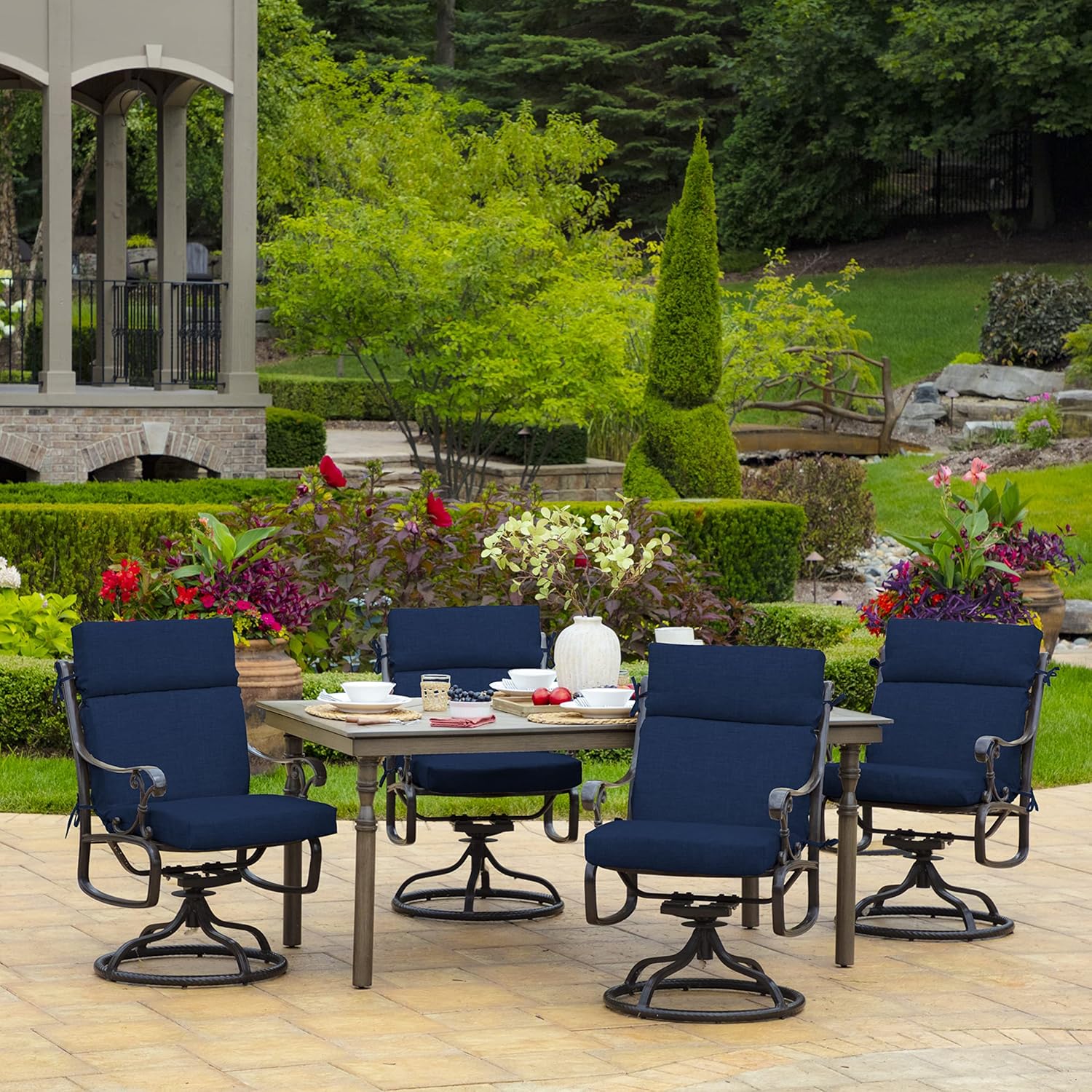 Arden Outdoor Chair Cushion, 21 x 20, Rain-Proof, Fade Resistant 20 x 21, Sapphire Blue Leala