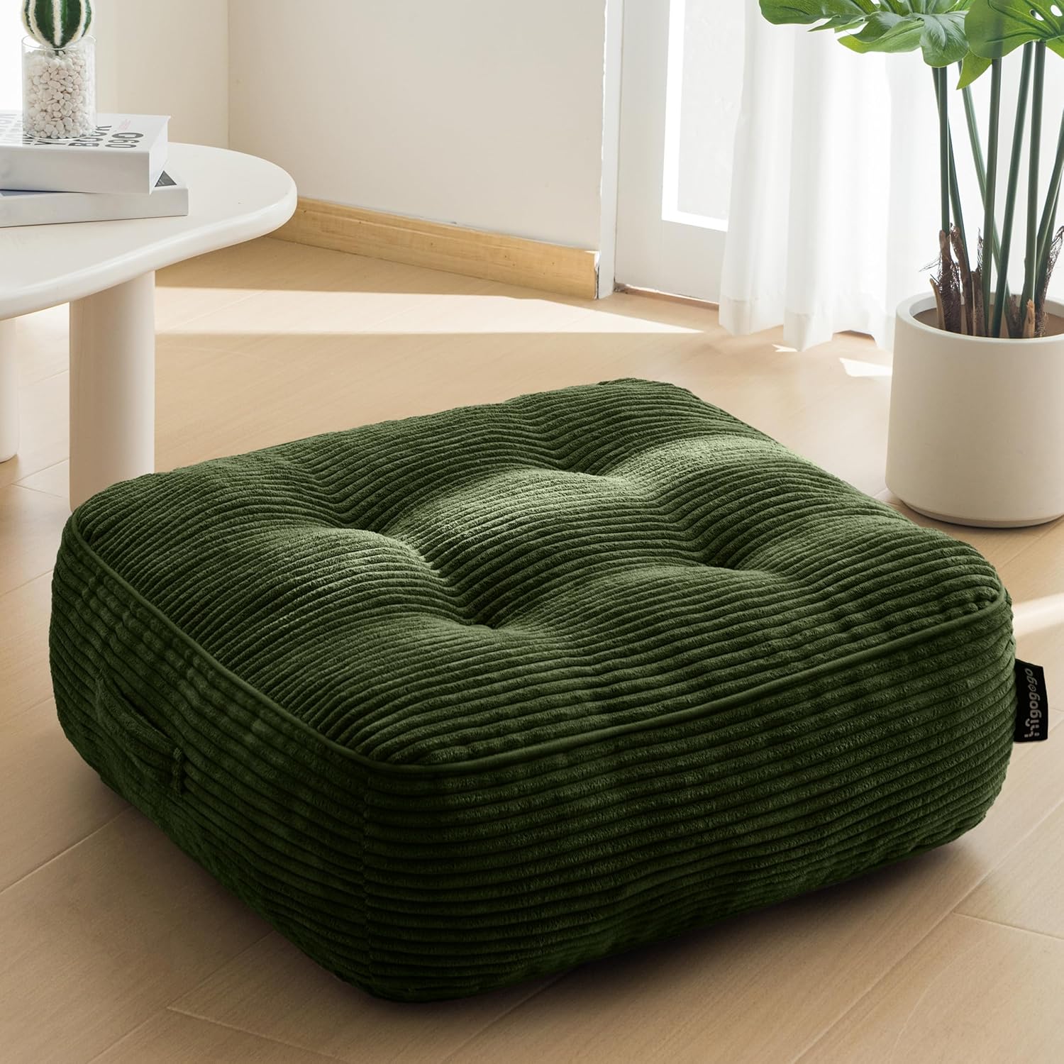 8" Washable Floor Pillow Cushion for Adults, Meditation Cushion Pillow, Large Square Floor Sitting, Removable Tufted Corduroy Cover, for Tatami Living Room or Yoga, 22x22 Inch, Machine Washable