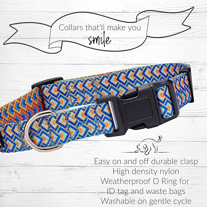 Lucky Love Dog, Bold Matching Dog Collar and Leash Set, Soft & Adjustable, Geometric Pattern Collar and Leash for Male Female Dogs - (Large, Murphy Combo)