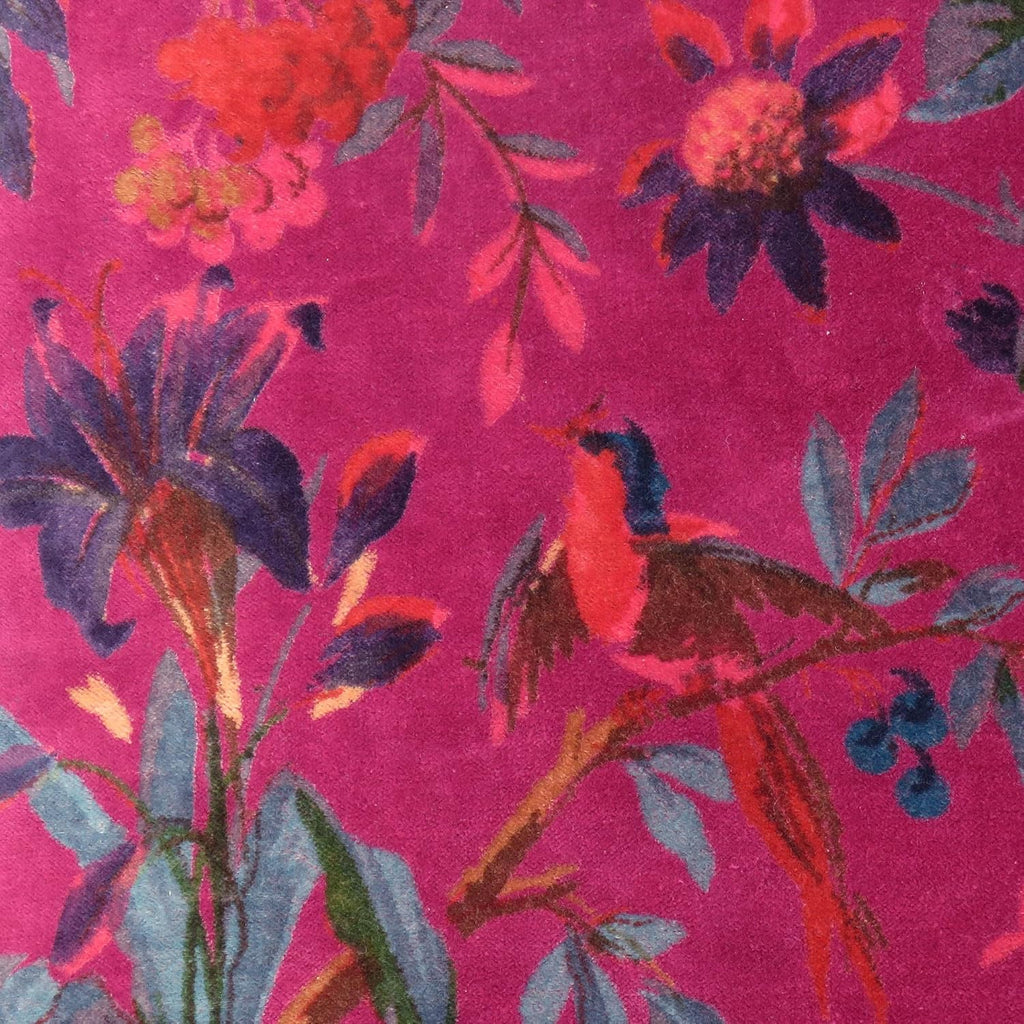 Eyes of India 16x16 Burgundy Red Velvet Floral Flower Bird Throw Pillow Sofa Cushion Cover Case Couch Colorful Boho Chic Bohemian Accent Indian Handmade