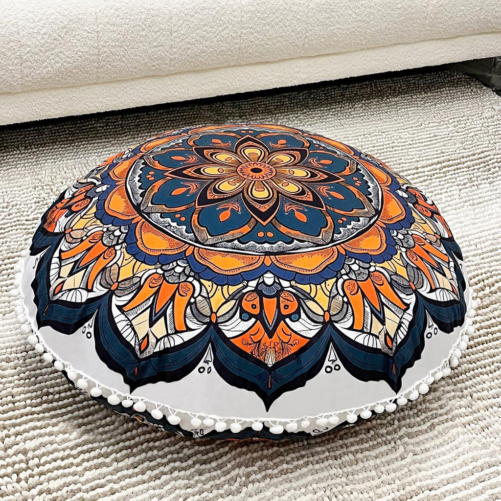 32 in Meditation Floor Cushion, Round Large Floor Pillow for Adult, Yoga Pillows for Sitting On Floor, Boho, Memory Foam Filling
