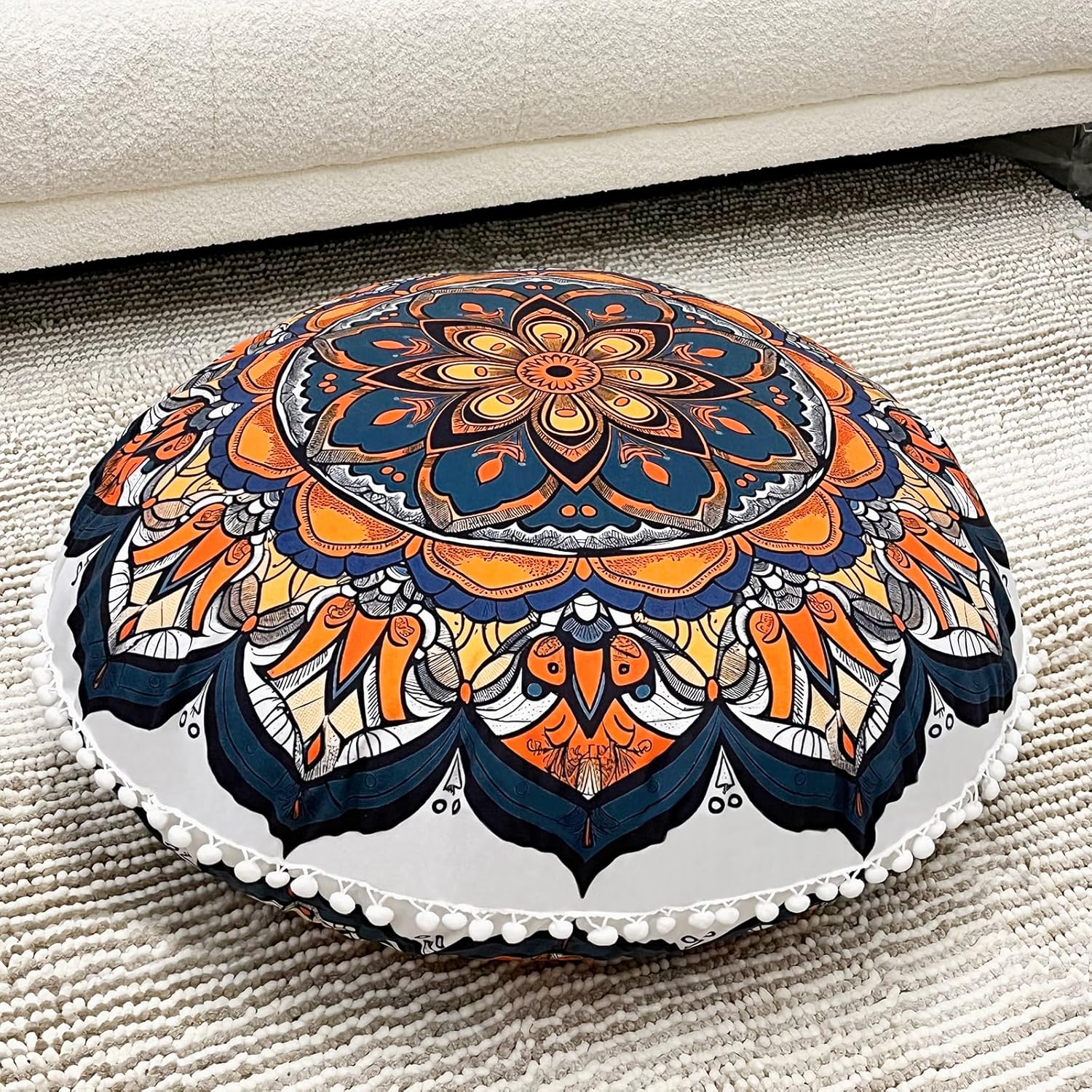 32 in Meditation Floor Cushion, Round Large Floor Pillow for Adult, Yoga Pillows for Sitting On Floor, Boho, Memory Foam Filling
