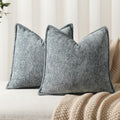 Pack of 2 Dusty Blue Decorative Throw Pillow Covers 20x20 Cozy Soft Chenille Boho Accent Vintage Farmhouse Square Couch Pillow Covers for Home Decor Bed Sofa Living Room