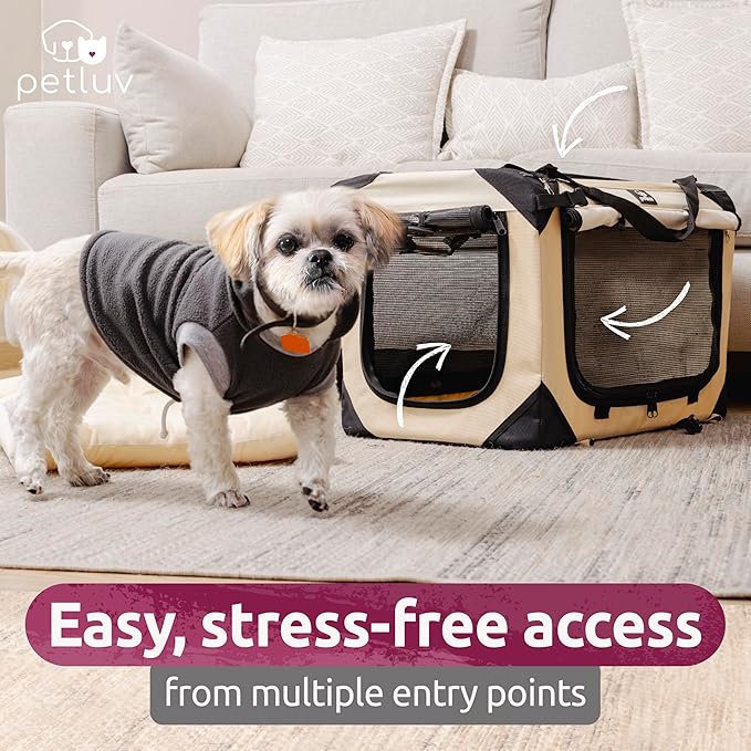 Medium Cat Carrier & Dog Carrier for Most Cats or Small Dog. Soft Sided Pet Carrier for Travel. Collapsible, Portable with Soft Bed, Top & Side Loading, Locking Zippers, Puppy Crate & Kennel