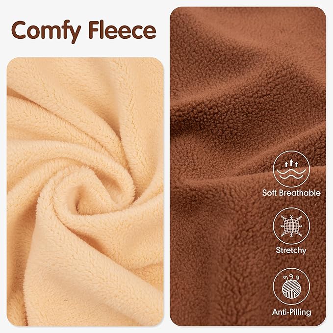 cyeollo Fleece Dog Sweater Vest, Reflective Dog Sweatshirt Pullover Doggie Jacket for Small Medium Large Doggie Clothes Boy Girl Pets, Brown & Khaki M