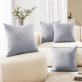 Deconovo Pillow Covers 18x18 Set of 4, Faux Linen Look Throw Pillow Cover with Invisible Zipper for Chairs(18 x 18 Inch, Silver Grey, No Pillow Insert)