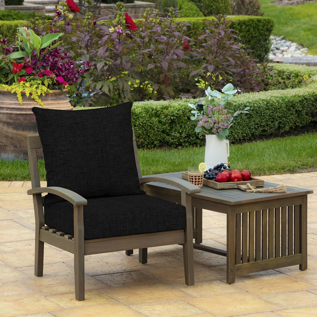Arden Outdoor Deep Seat Cushion Set, 22 in x 24 in, Weather-Proof, Rain-Proof, Fade Resistant Patio Cushion Black Leala