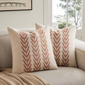 100% Cotton Farmhouse Leaves Throw Pillow Covers Set of 2, 22x22 Inch Terracota Pastoral Decorative Print Cushion Covers for Sofa Bed Living Room Home Decor