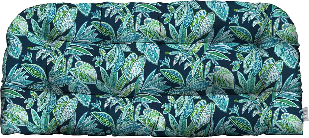 RSH DECOR: Tufted Wicker Loveseat Cushion | 41” x 19" | All-Weather Spun Fabric | Water and Fade-Resistant | Outdoor Settee Cushion for Patio Furniture | Crestwood Marine - Made in USA