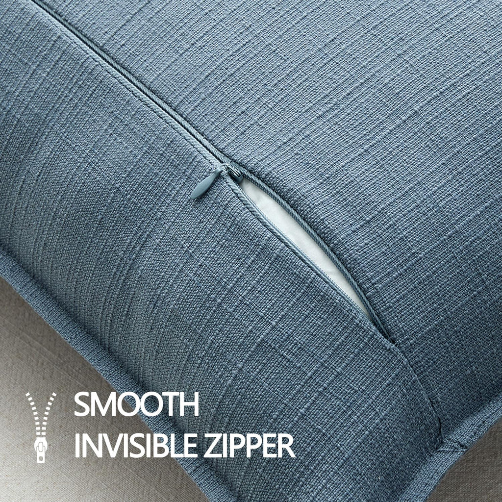 MIULEE Decorative Pillow Covers 18x18, 2 Pack Boho Farmhouse Neutral Throw Pillows for Couch, Thick Textured Modern Linen Cushion Cases Sofa Bed Living Room Home Decor, Blue