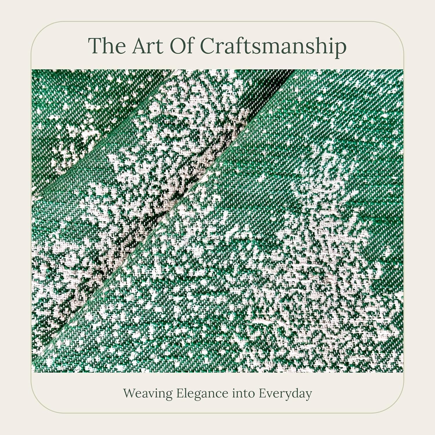 SanVia Moss & Snow Premium Cotton Throw Pillow Covers, 20 x 20 Inches, Green Handwoven Couch Pillow Covers, Luxury Holiday Theme Home Décor Cushion Cover, Insert Not Included