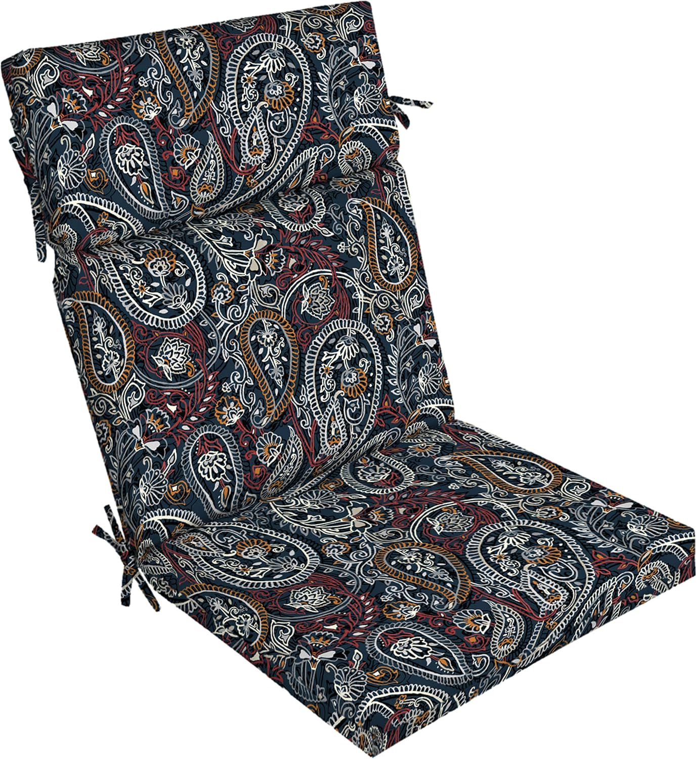 Arden Outdoor Chair Cushion, 21 x 20, Rain-Proof, Fade Resistant 20 x 21, Navy Palmira Paisley