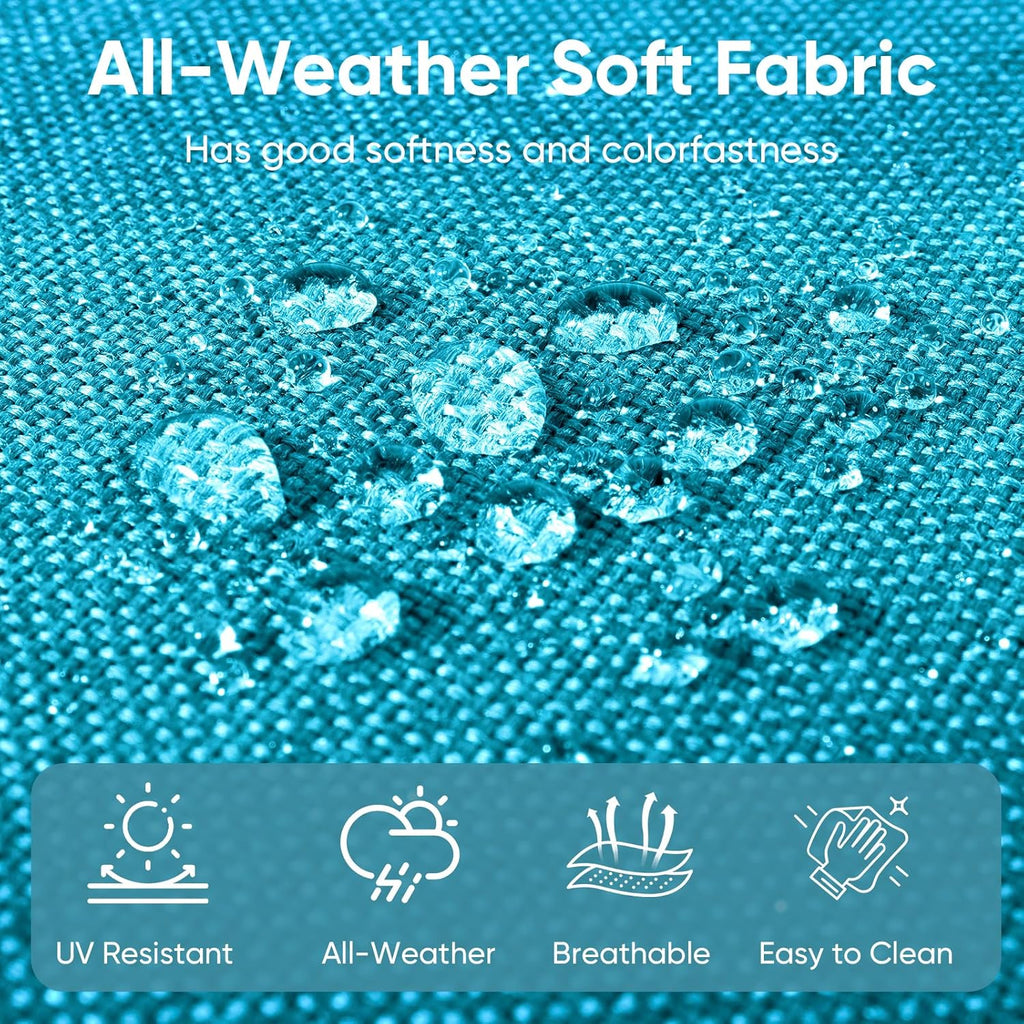 Outdoor Chair Cushions 3 Packs - Outside High Back Thick Water-Resistant Cushion 22x24 with Zipper Cover for Patio Glider Rocking Chairs Loveseat Couch – Teal/Buckle