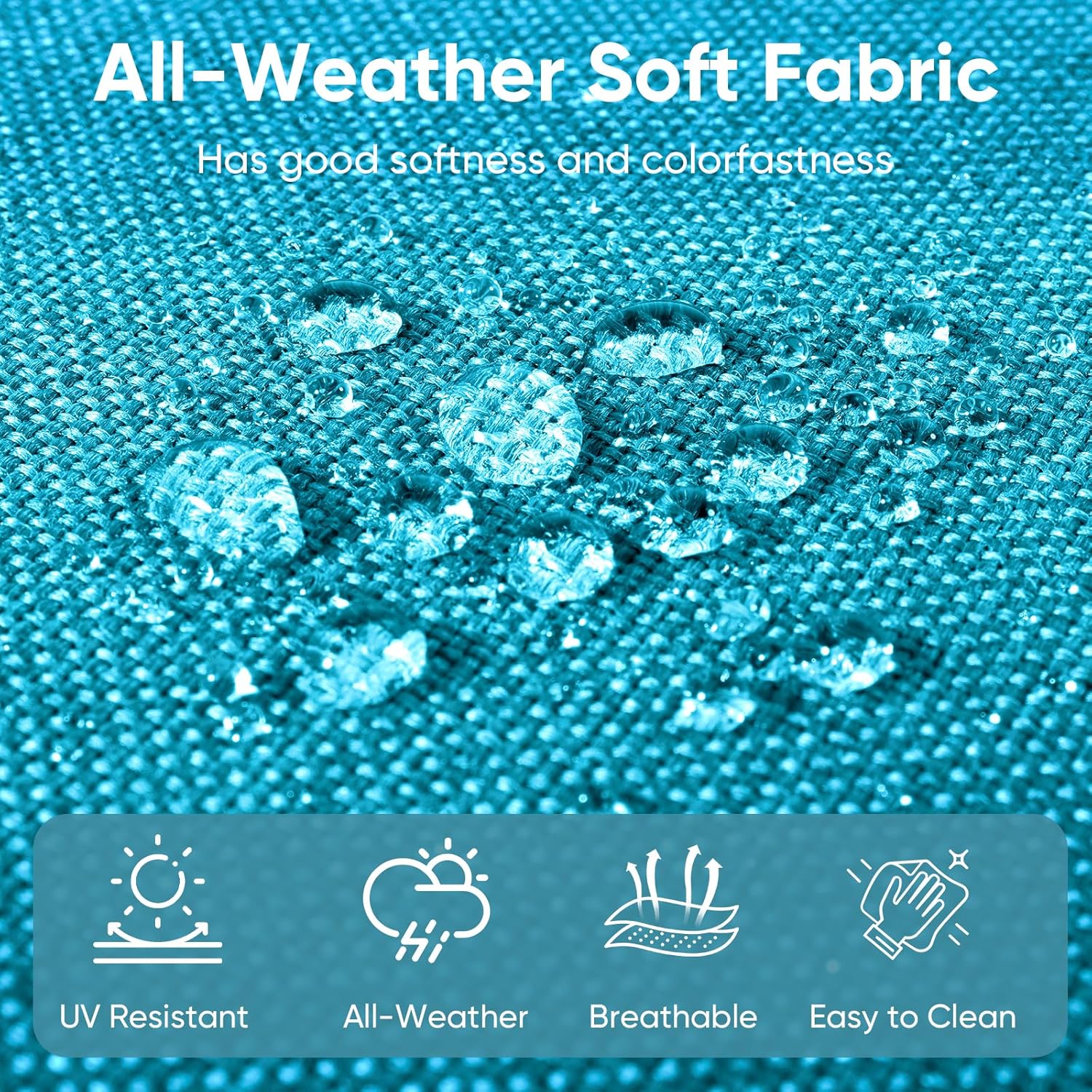 7-Piece Outdoor Patio Cushion Set - Fade & Water Resistant with Removable Olefin Cover, 22x24x4 Inch Memory Foam Cushions for Wicker Sectional Sof - Teal/Buckle