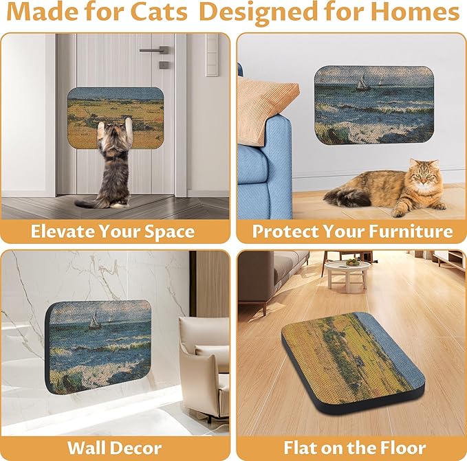 2 Packs Art Cat Wall-Mountable Scratching Board 16.7x11x1 Inch Cat Wall Scratch Pad and Scratcher for Indoor Cats Furniture Protector (Series3)