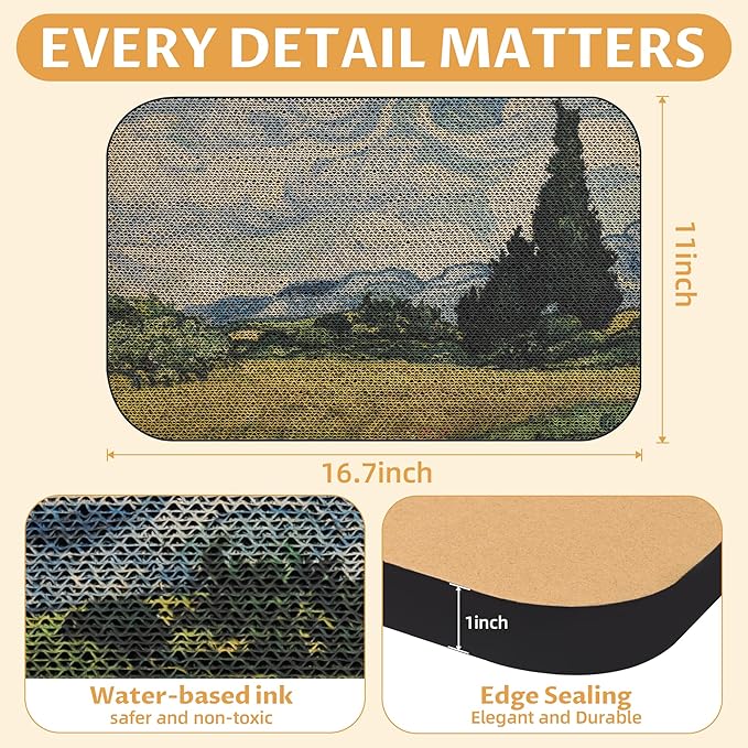 2 Packs Art Cat Wall-Mountable Scratching Board 16.7x11x1 Inch Cat Wall Scratch Pad and Scratcher for Indoor Cats Furniture Protector (Series2)