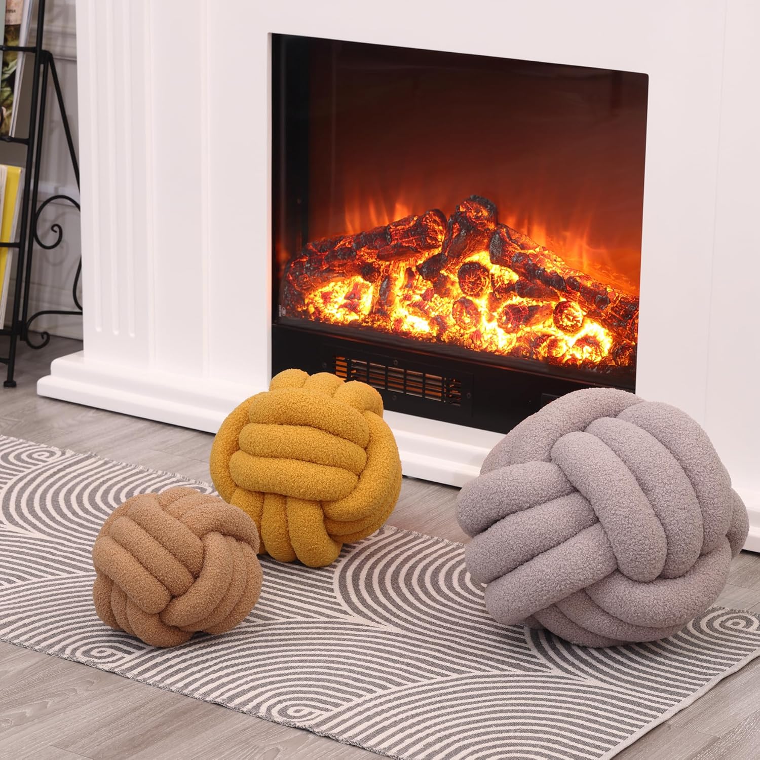 Petrella Knot Pillow Throw Pillows Ball Round Throw Pillows Home Decor Cushion Decorative Aesthetic Light Gray 13inch