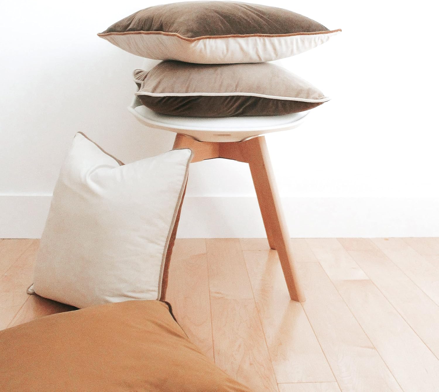 MONDAY MOOSE Decorative Throw Pillow Covers Cushion Cases, Set of 4 Soft Velvet Modern Double-Sided Designs, Mix and Match for Home Decor, Pillow Inserts Not Included (22x22 inch, Brown/Beige)