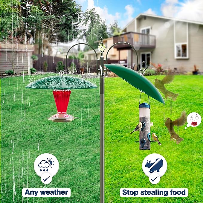 13" Bird Feeder Rain Cover,Bird Feeder Dome,Hummingbird Feeder Squirrel Guard,Proof Bird Feeders Baffle, (Green), 2Pack