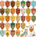 30 Pcs Fall Dog Bandanas Bulk Adjustable Dog Scarves Pumpkin Turkey Puppy Bandanas Autumn Pet Neckerchief Washable Thanksgiving Holiday Bandana for Small Medium Large Dog Pet Grooming Accessories
