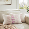 100% Cotton Farmhouse Leaves Lumbar Throw Pillow Covers Set of 2, 12x20 Inch Mixed Pink Pastoral Decorative Print Cushion Covers for Sofa Bed Living Room Home Decor