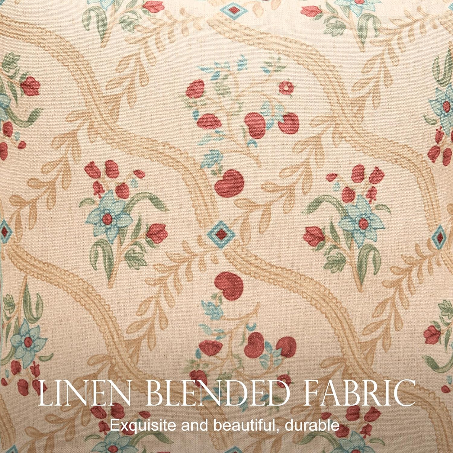 patdrea Designer Pack of 2 Square Throw Pillow Covers,Farmhouse Vintage Linen with Beige Ancient Idyll Pattern Pillows Cover,Decorative Pillowcases Cushion for Bed Living Room Outdoor Car,18"x18"