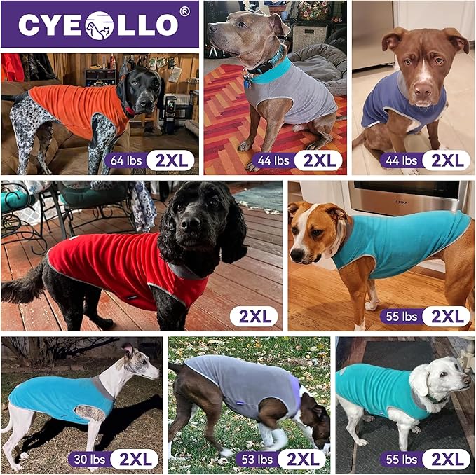 cyeollo 2 Pack Dog Sweater Fleece Vest Pullover Sweatshirt Dog Jacket Reflective Stretchy Lightweight Pet Clothes Cold Weather Coats for Medium Dogs Boy Navy & Grey