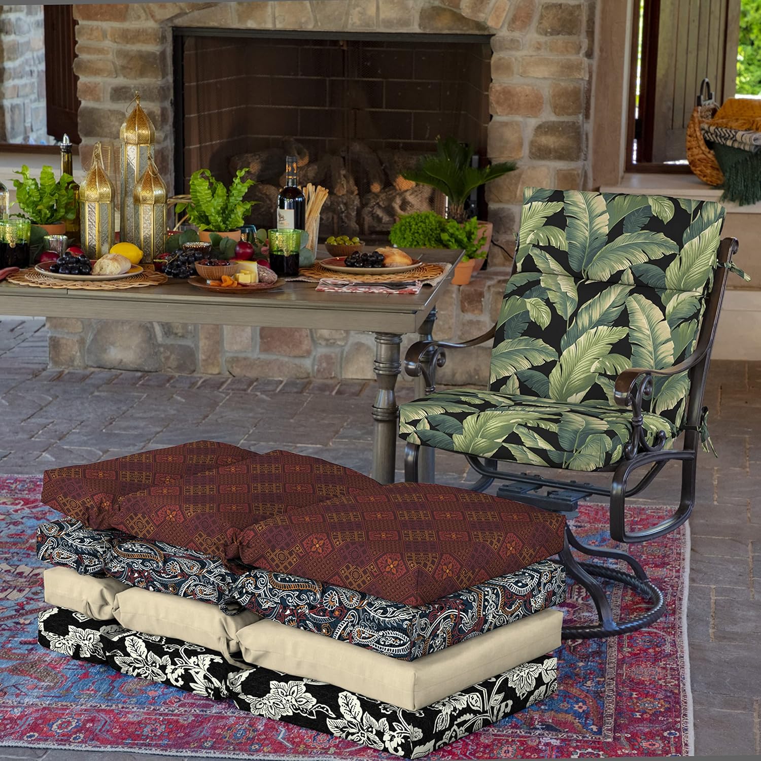 Arden Outdoor Chair Cushion, 21 x 20, Rain-Proof, Fade Resistant 21 x 20, Onyx Cebu