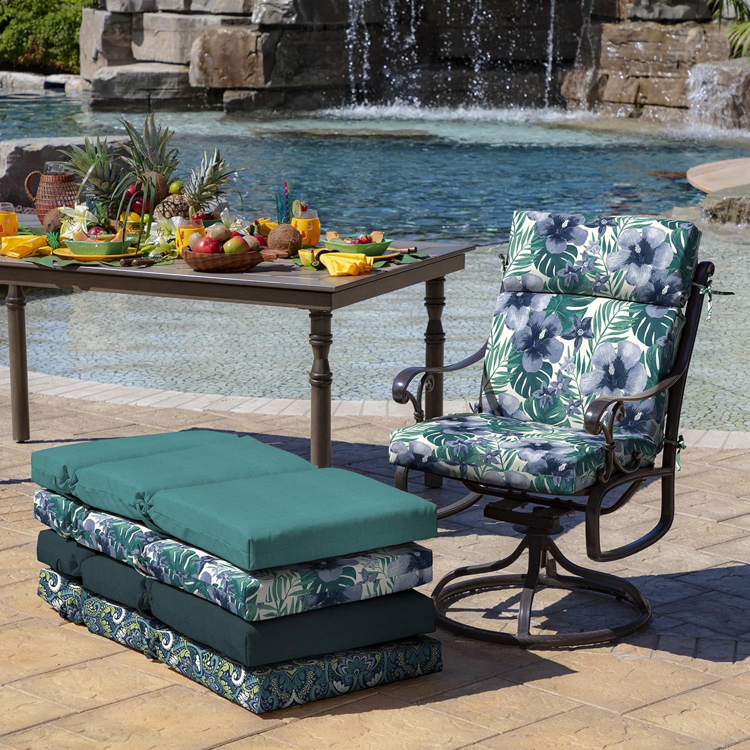 Arden Outdoor Chair Cushion, 21 x 20, Rain-Proof, Fade Resistant 20 x 21, Salome Tropical
