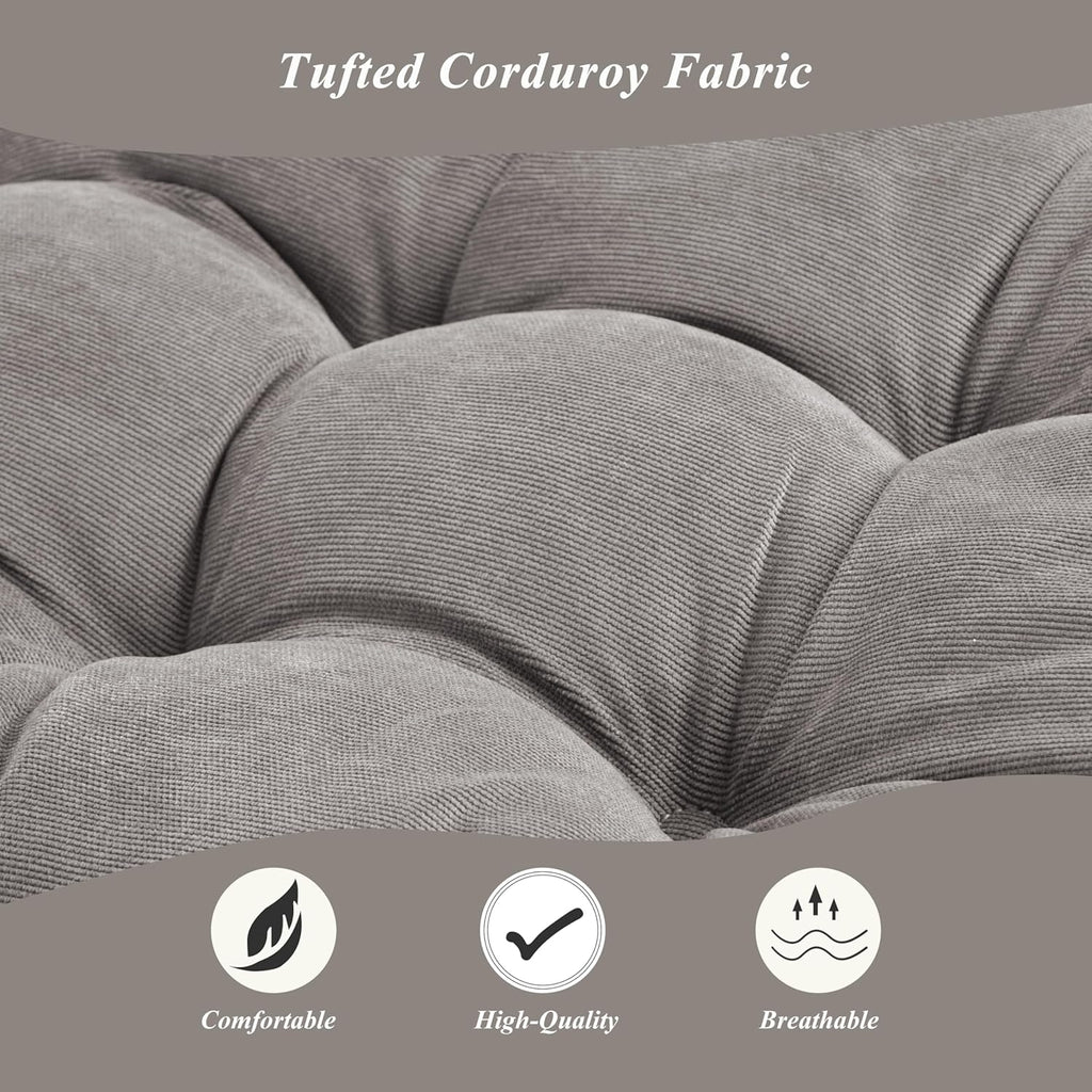 Meditation Floor Pillow 22×22 Inch 1 Pack Large Floor Cushions for Adults Square Tufted Corduroy Floor Pillows for Yoga Living Tatami Room Grey