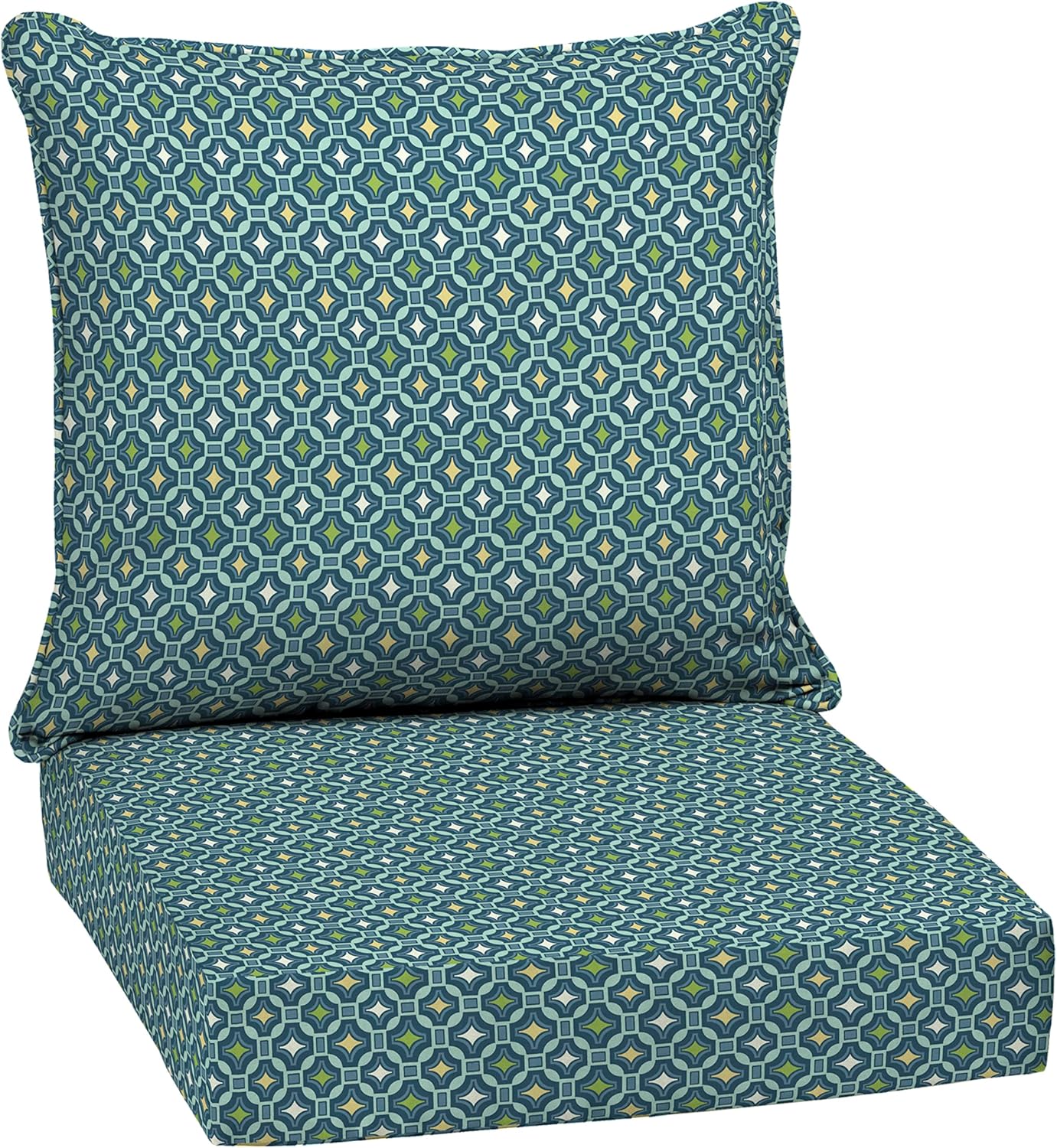 Arden Outdoor Deep Seat Cushion Set, 24 in x 24 in, Weather-Proof, Rain-Proof, Fade Resistant Patio Cushion for Chair, Sofa, and Couch Alana Tile