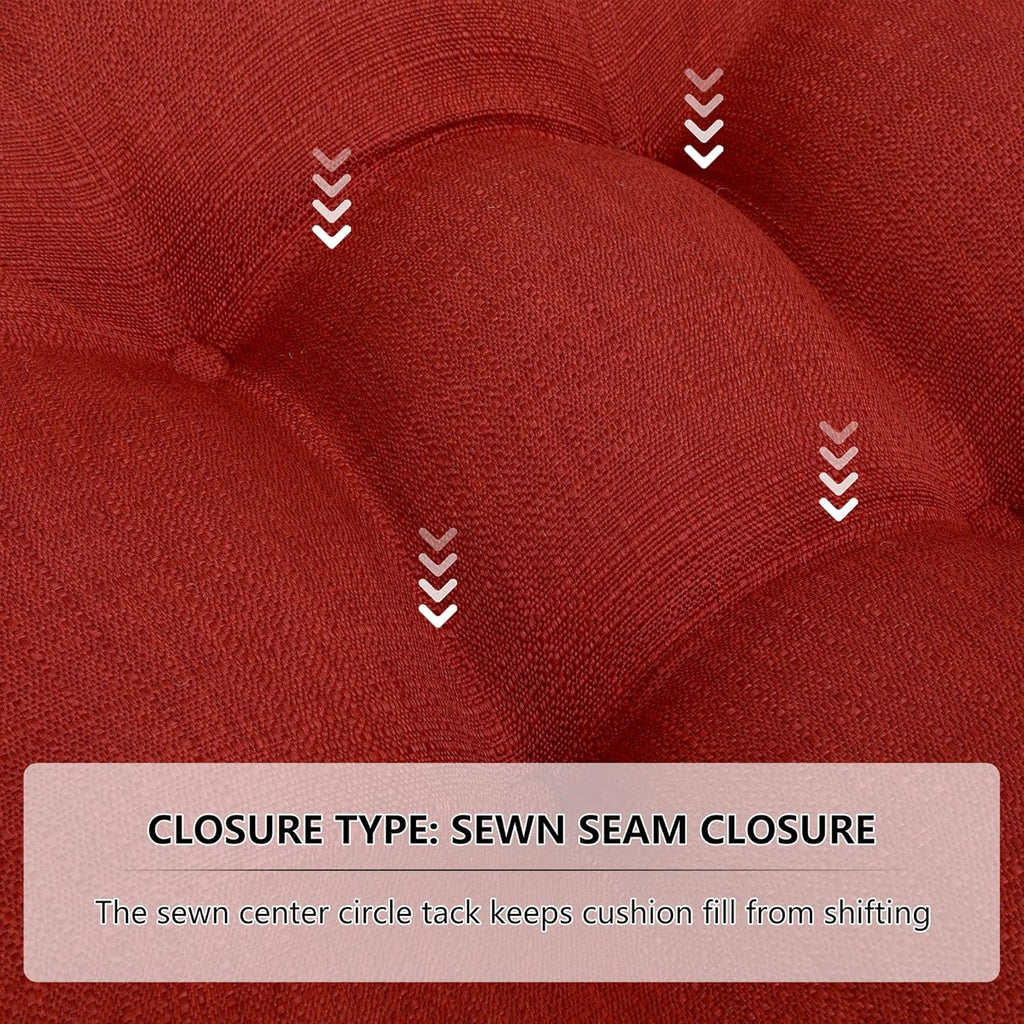 RACE LEAF Patio Chair Cushions 17x17 4 Pack, Thickened Outdoor Seat Cushions Water Resistant Stain Resistant Non-Slip Ties (Red)